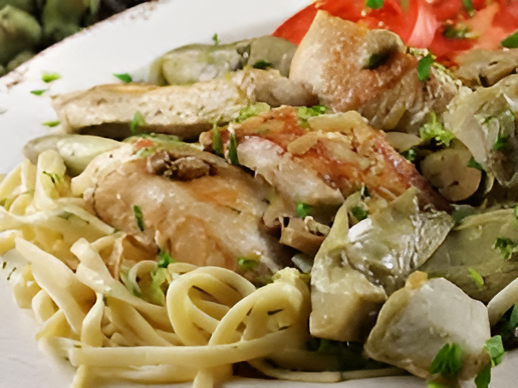 Romantic Chicken with Artichokes and Mushrooms : Dish