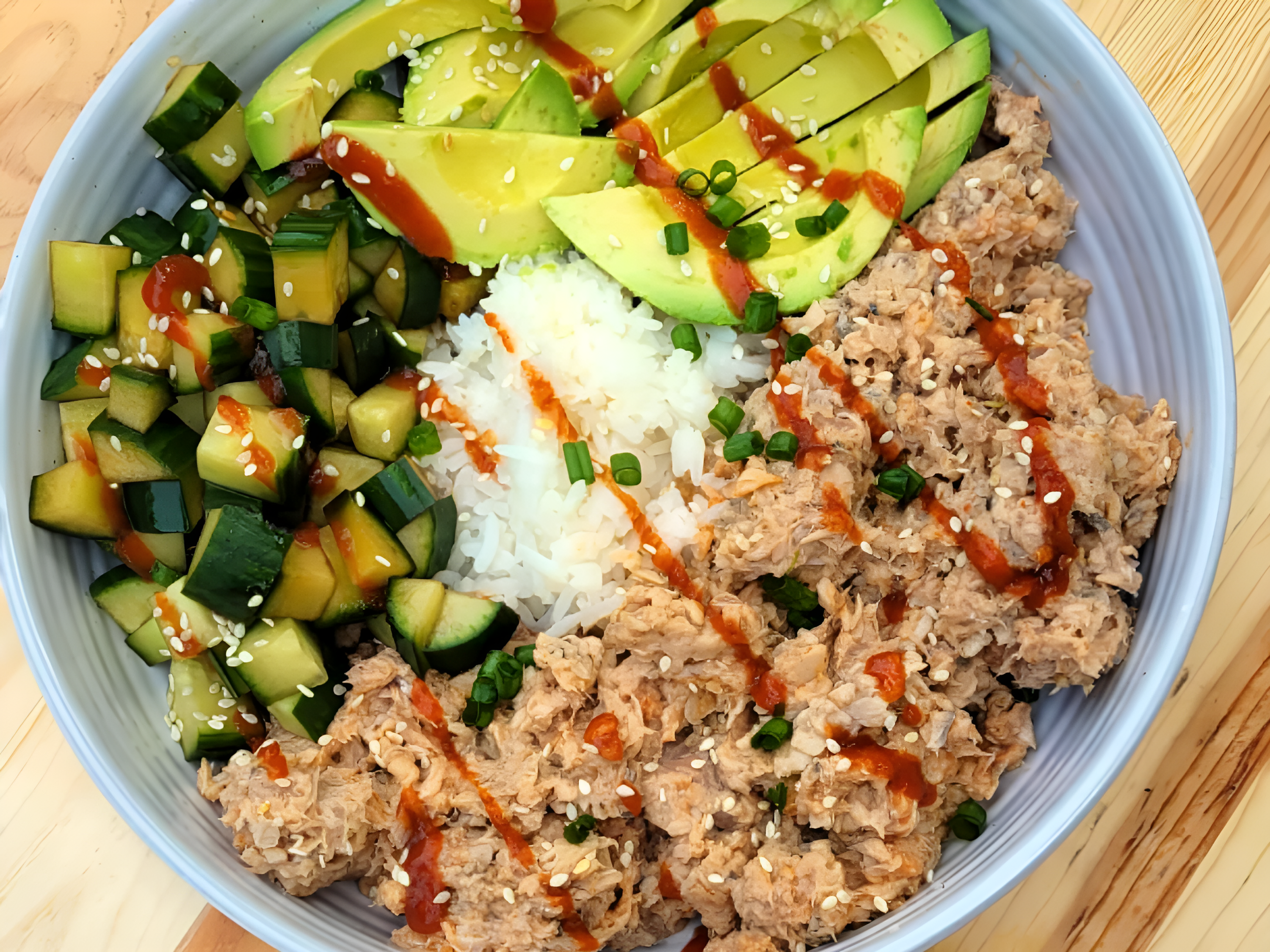 Spicy Canned Salmon Salad Rice Bowl : Healthy & Delicious Meal