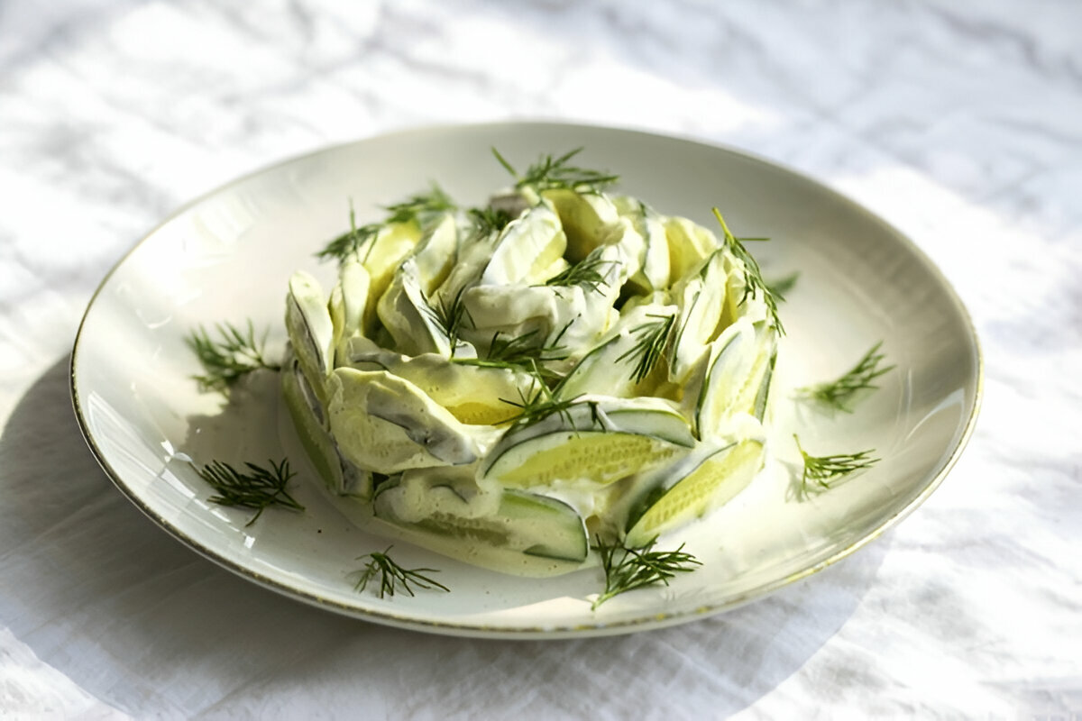 Refreshing Creamy Cucumber Salad Recipe