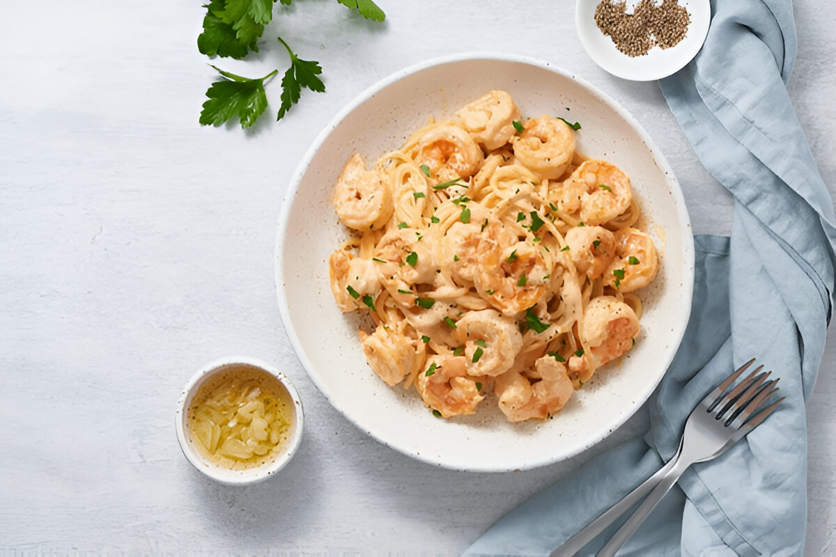 Peppered Shrimp Alfredo