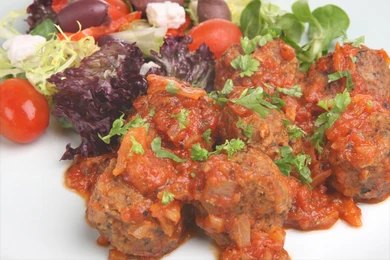 Little Lamb Meatballs in a Spicy Eggplant Tomato Sauce