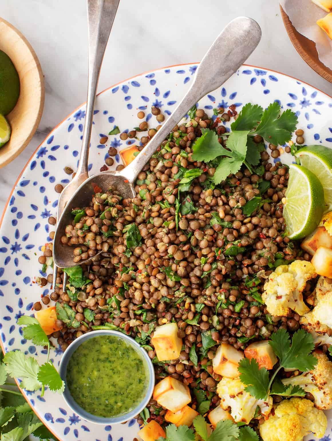 Curried Lentil Salad with Fresh Herbs, Crunchy