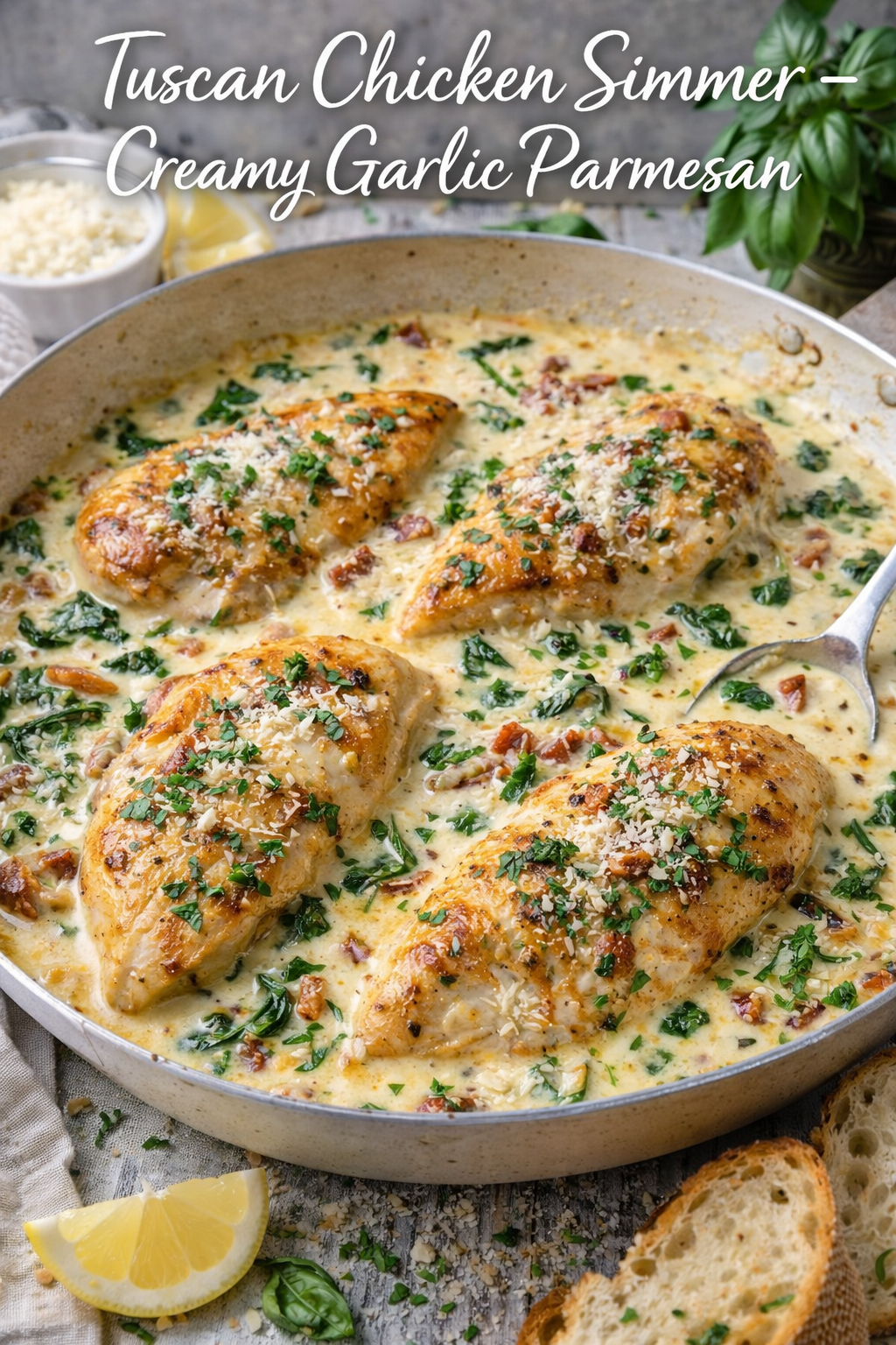 Tuscan Chicken Simmer – Creamy Garlic Parmesan