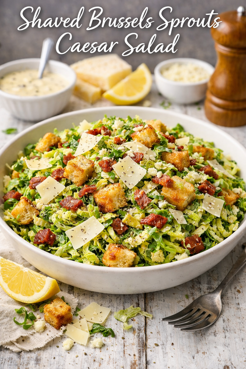 Shaved Brussels Sprouts Caesar Salad