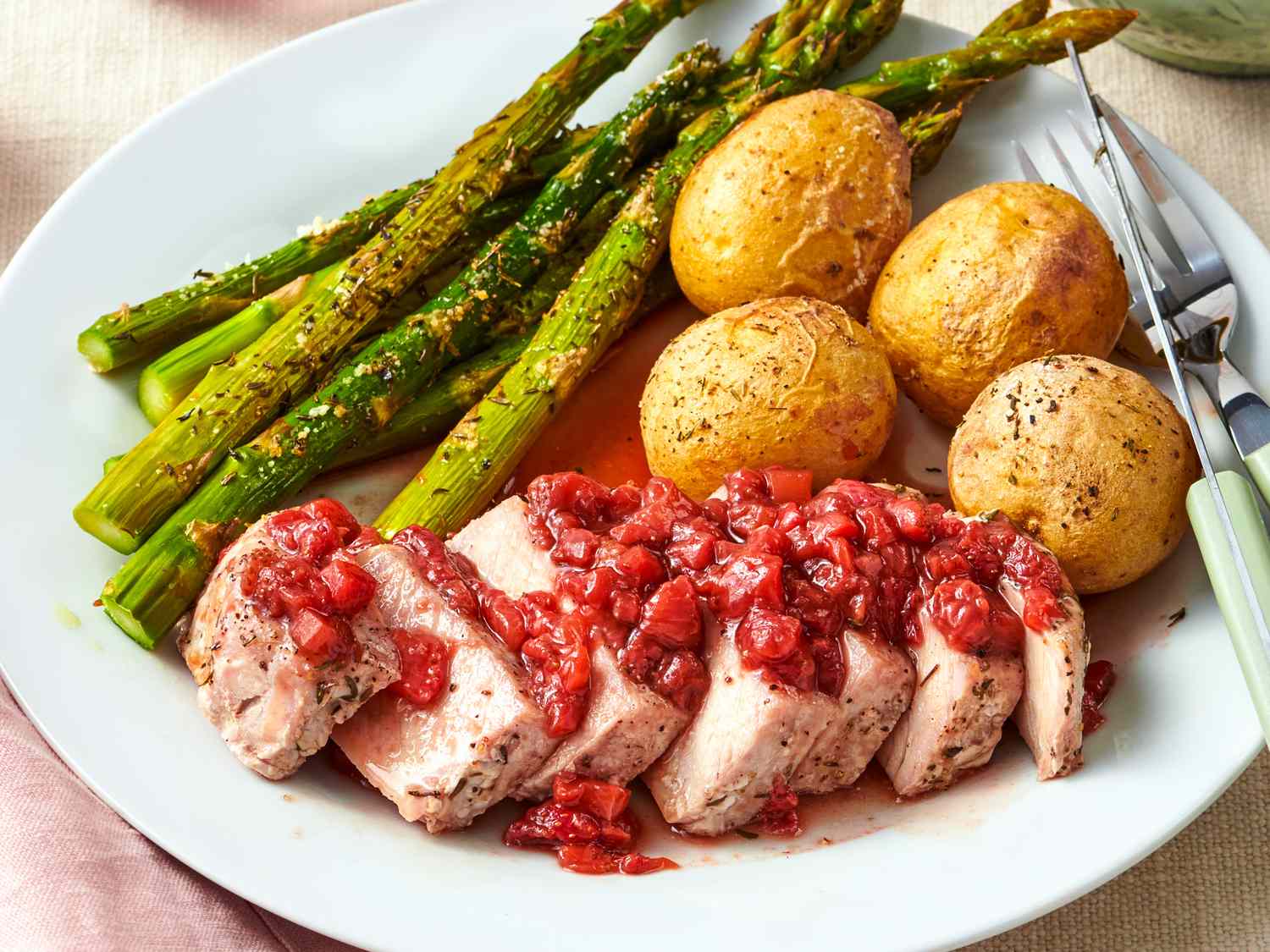 Strawberry Balsamic Glazed Pork Chop Dinner