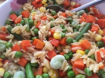 Pesto Tilapia with Orzo and Roasted Vegetables
