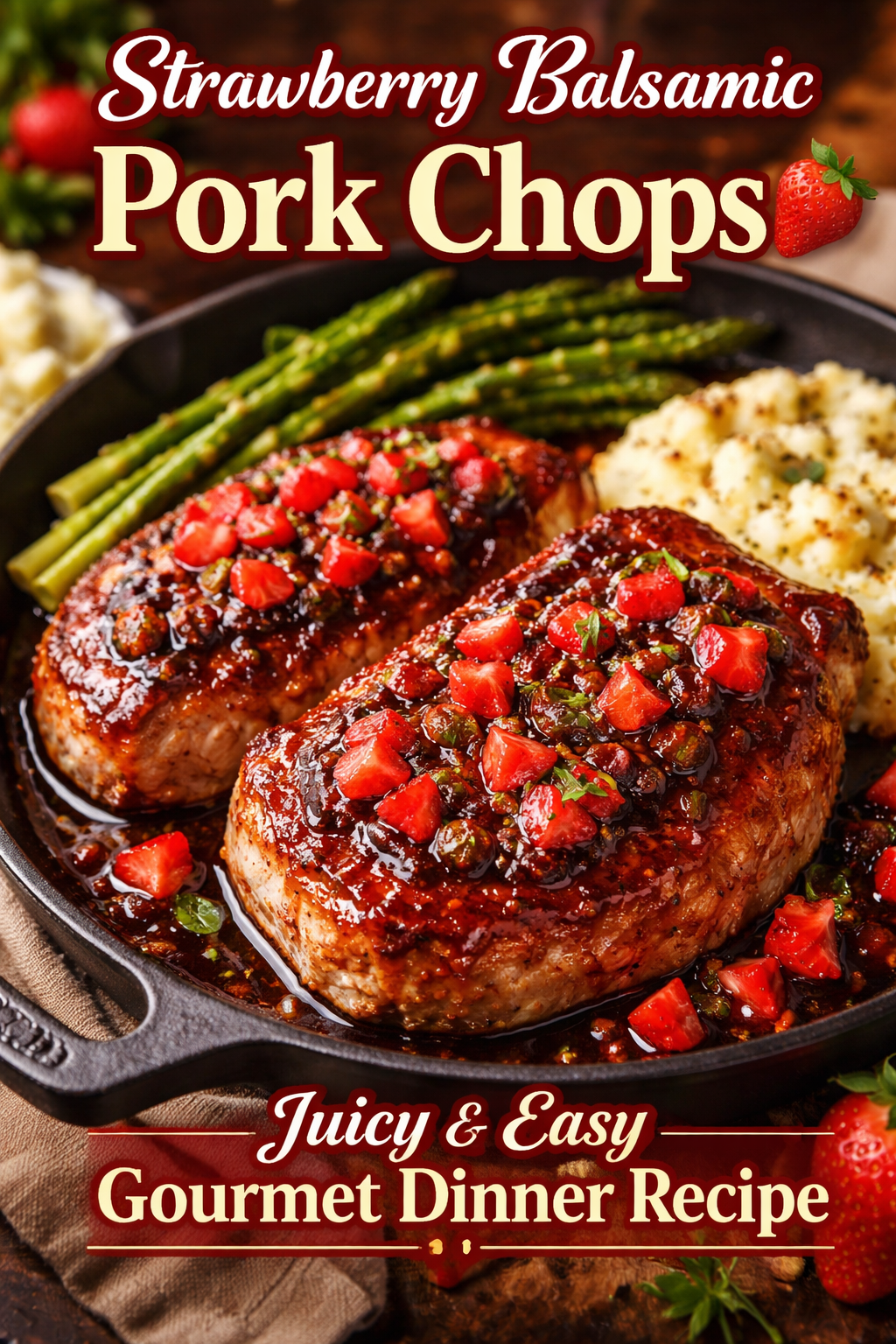Strawberry Balsamic Pork Chops 🍓 | Juicy & Easy Gourmet Dinner Recipe
