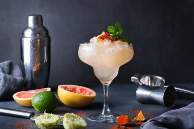 Grilled Grapefruit Paloma Cocktail with Tequila and Charred