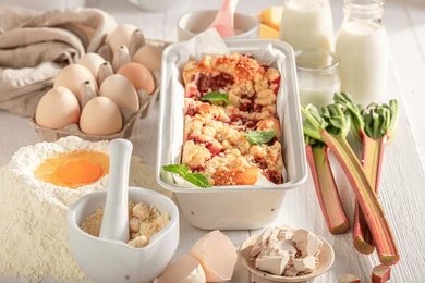 Healthy Rhubarb Cake in a Mug – Light, Tangy