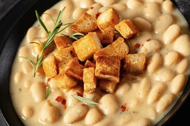 Rosemary Garlic White Bean Soup with Herbs & Comforting