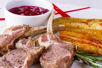 Rack of Lamb with Strawberry Mint Sauce