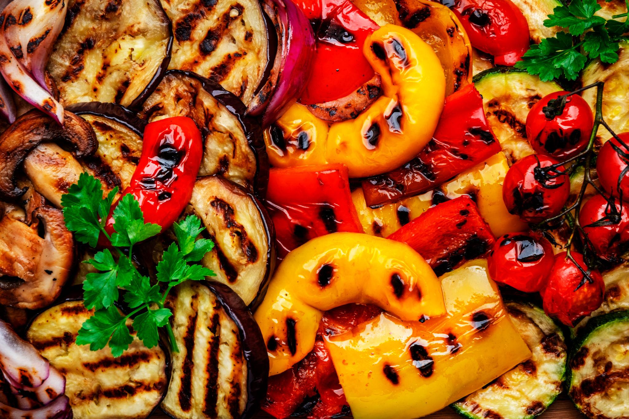 Eggplant Mixed Grill with Colorful Vegetables and Herb-Garlic