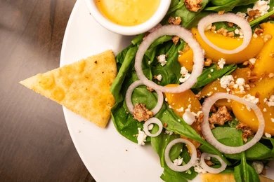 Spinach Salad with Peaches and Pecans – A Refreshing Summer Salad with Fresh Peaches, Crunchy Pecans, and Homemade