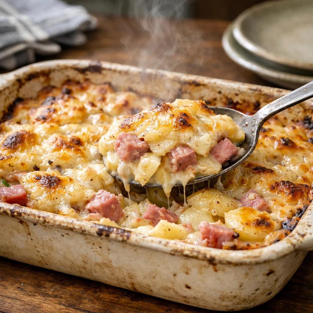 Scalloped Potatoes and Ham Recipe – A Comforting Family Dinner Loaded with Layers of Tender