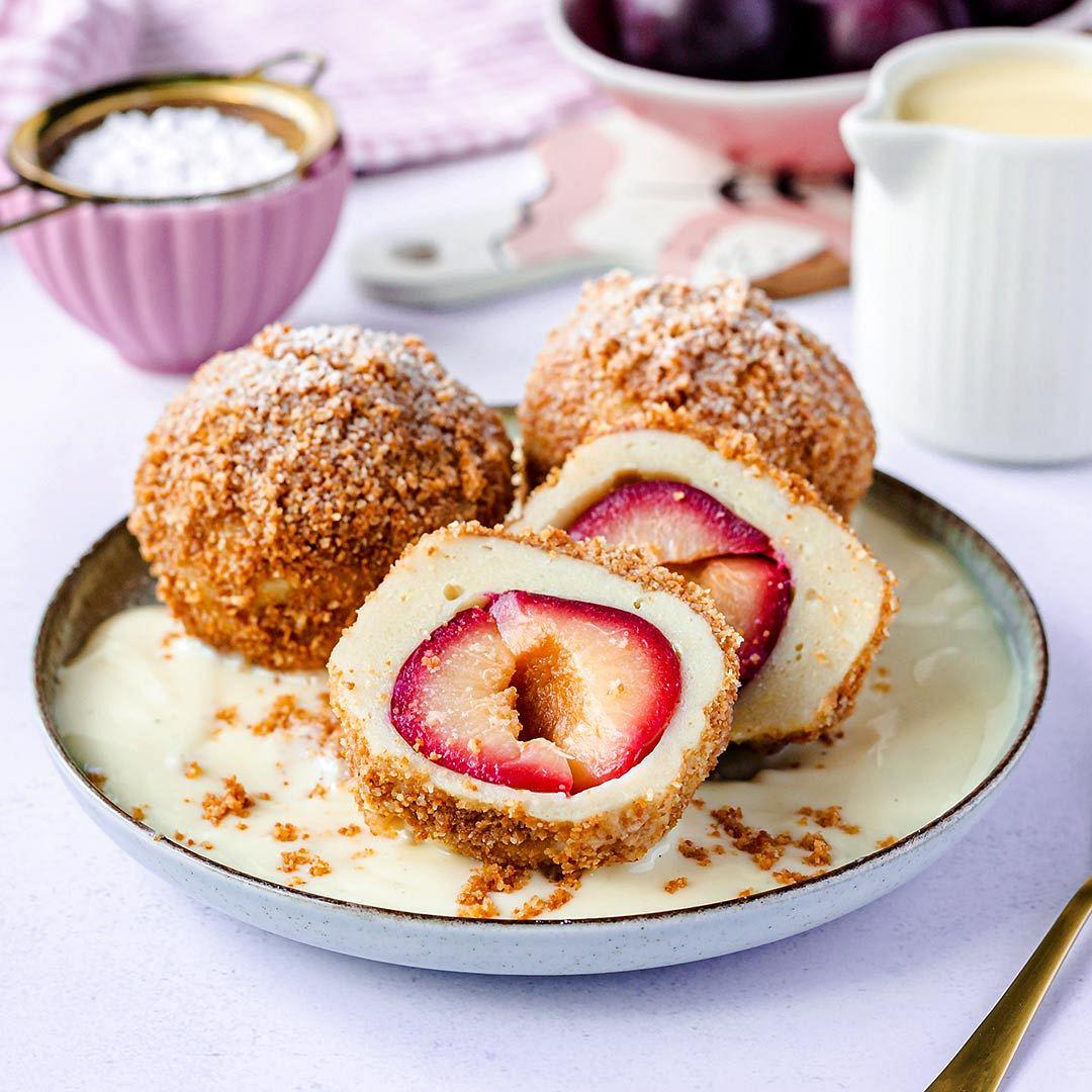 Potato Plum Dumplings: Traditional Austrian Zwetschgenknödel with Soft Potato Dough, Juicy Plums, and Buttery Cinnamon Crumbs