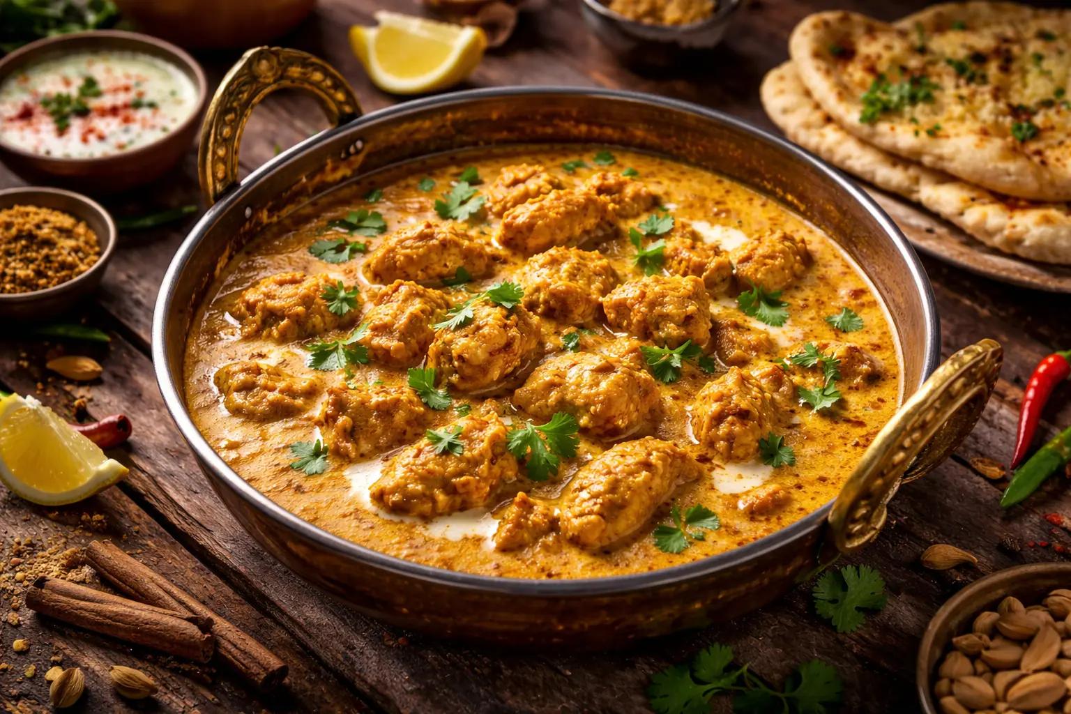 Chicken Korma – A Luxuriously Creamy Indian Chicken Curry with Tender Chicken, Fragrant Spices, Yogurt, Cashews & a Silky Golden Sauce
