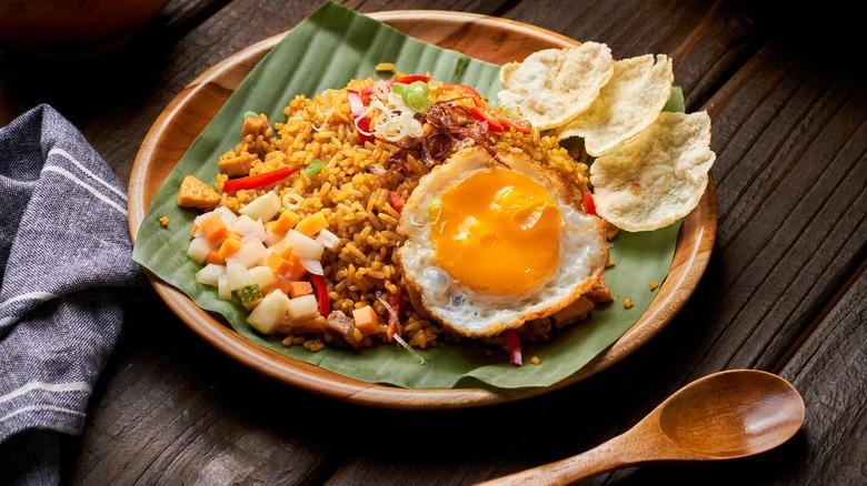 Nasi Goreng – Authentic Indonesian Fried Rice with Fragrant Rice, Sweet Soy Sauce, Aromatic Spices, Crispy Shallots, and Fried Egg