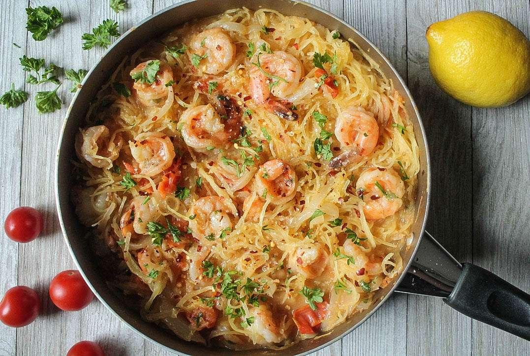 Shrimp Scampi With Spaghetti Squash – Buttery Lemon Garlic Shrimp Tossed with Tender Vegetable Noodles