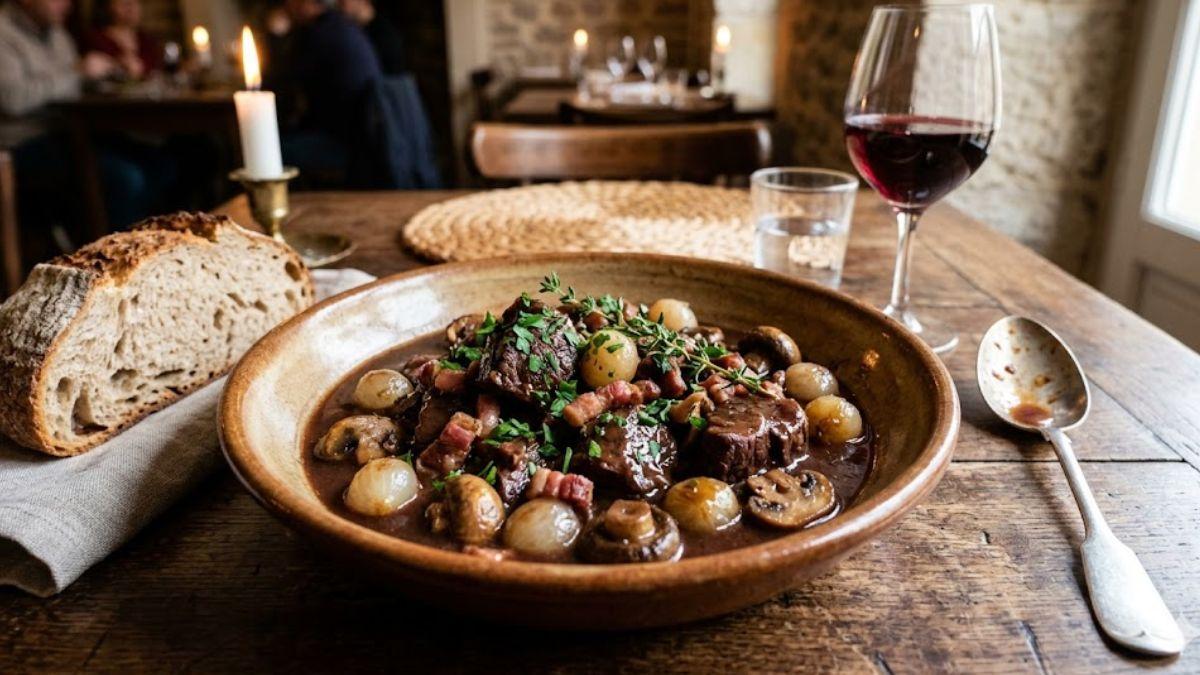 Easy Beef Bourguignon – A Classic French Beef Stew with Tender Beef, Red Wine Sauce, Mushrooms, and Hearty Vegetables
