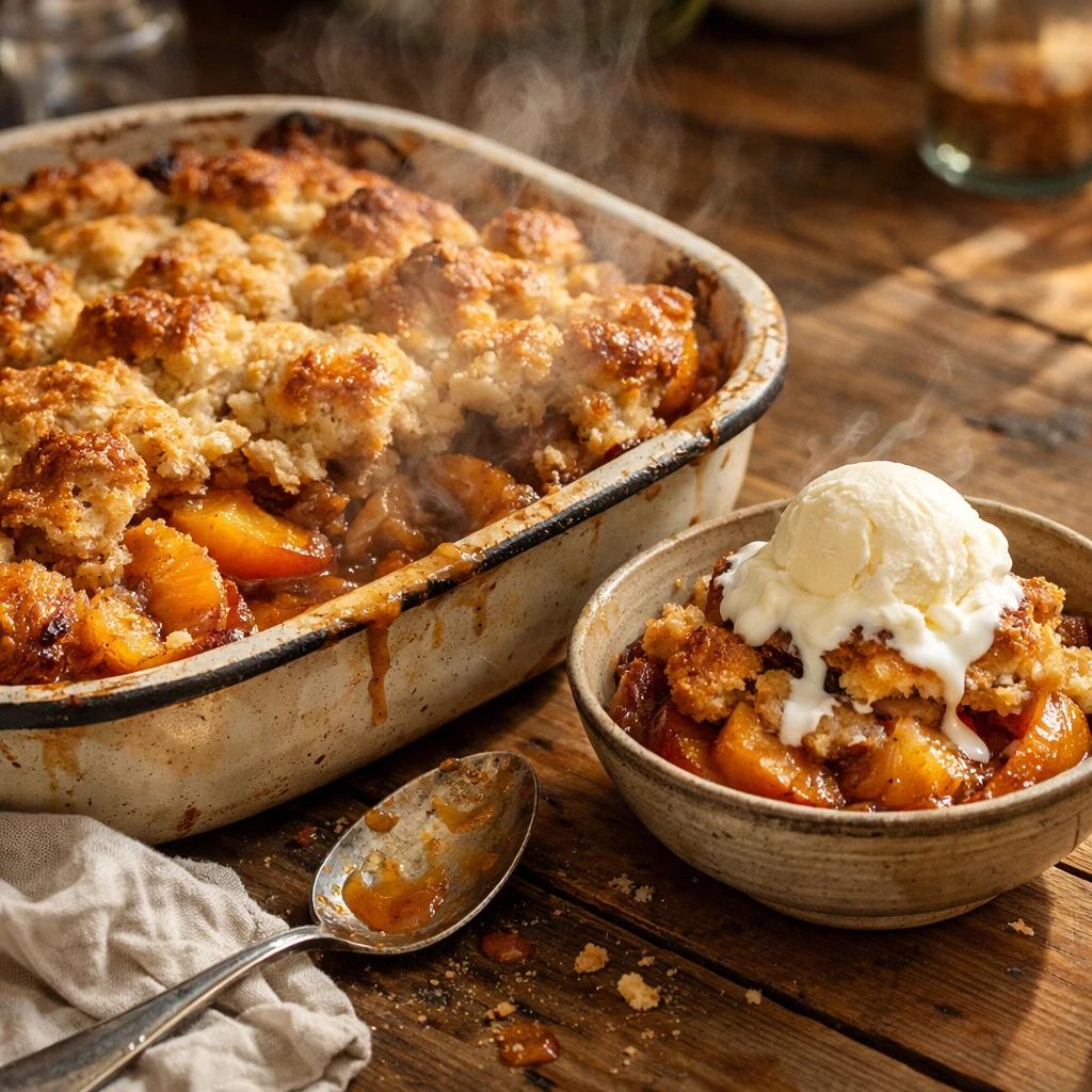 Fresh Peach Cobbler: The Best Homemade Southern Dessert with Juicy Peaches and a Golden, Buttery Crust